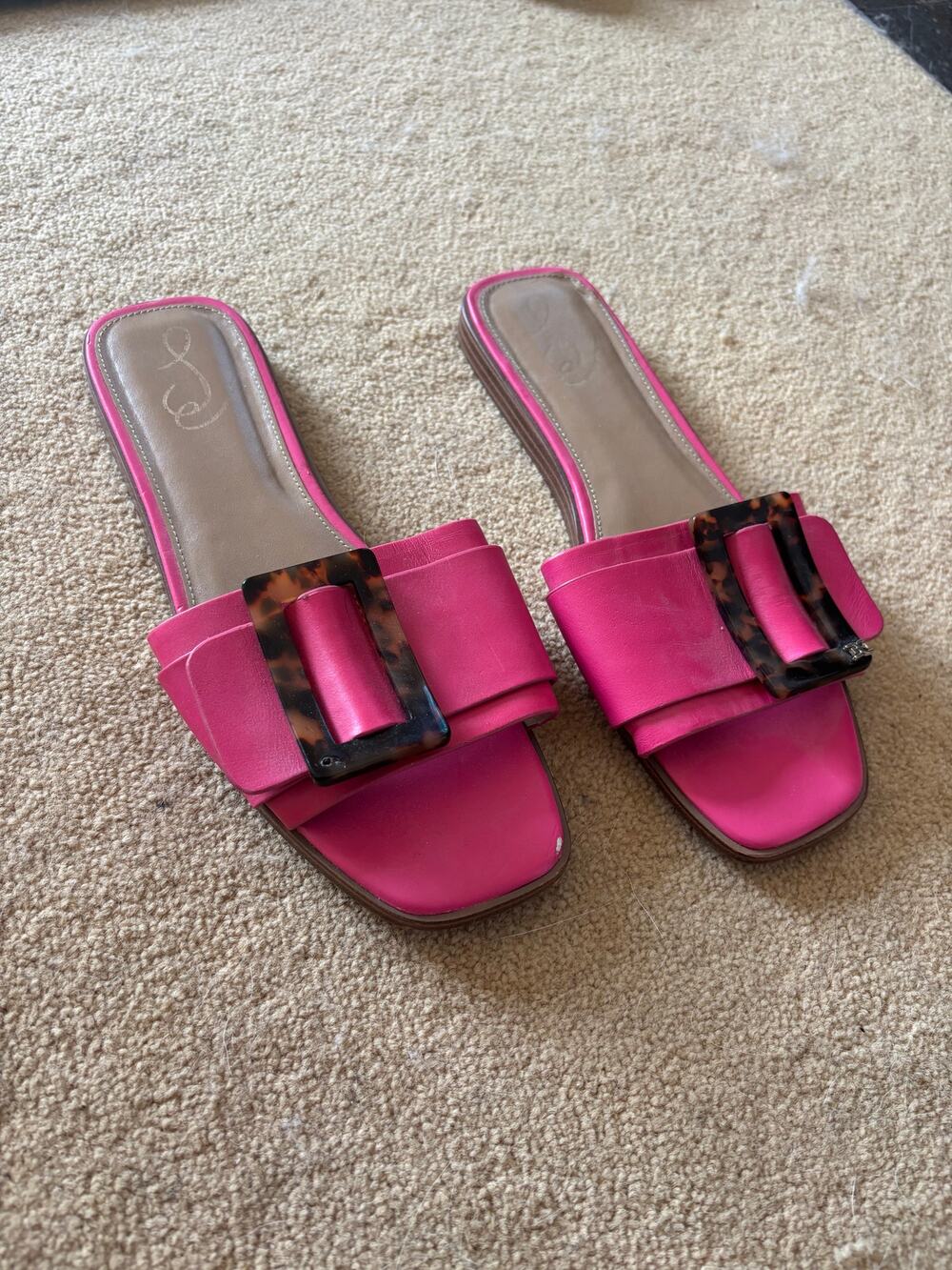 Sam Edelman Pink Leather Slide Sandals